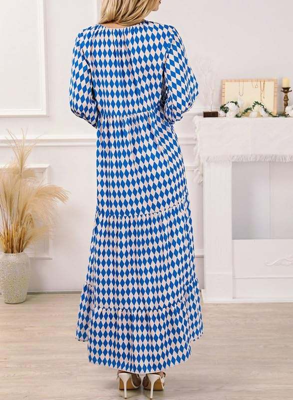 Women's Puff Sleeve Floral Boho Maxi Dress (Buy 2 Free Shipping)