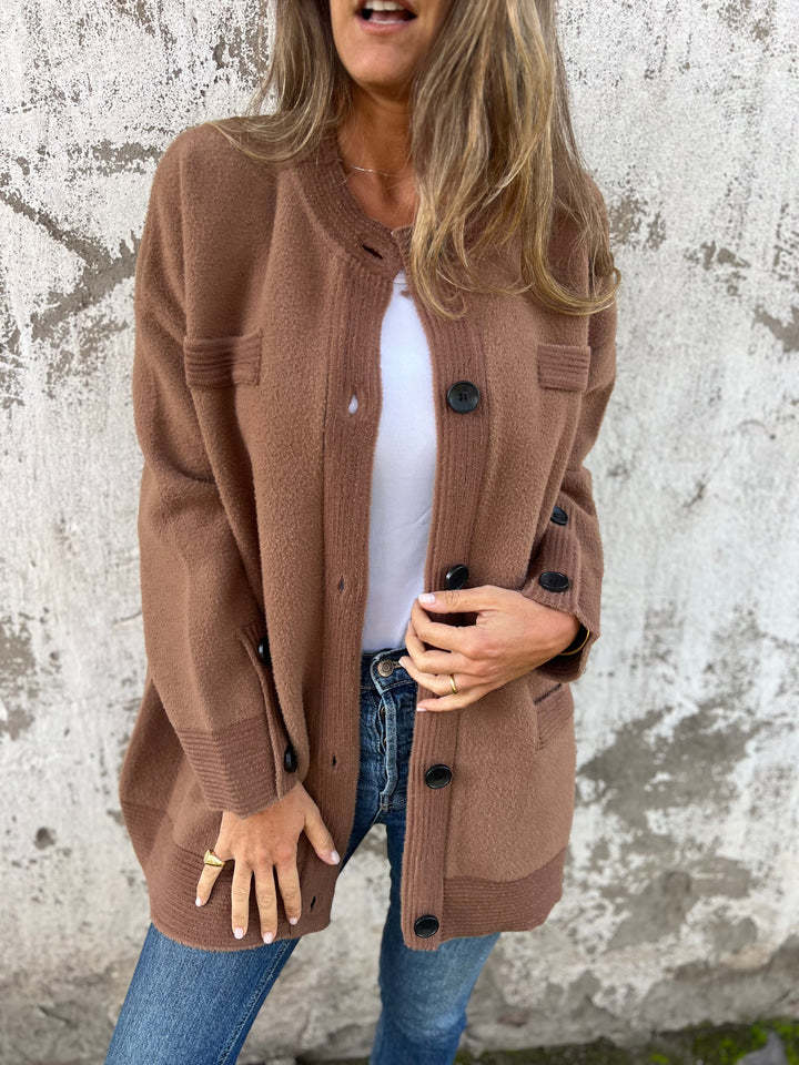 2024 New autumn and winter casual warm mid-length thick sweater coat