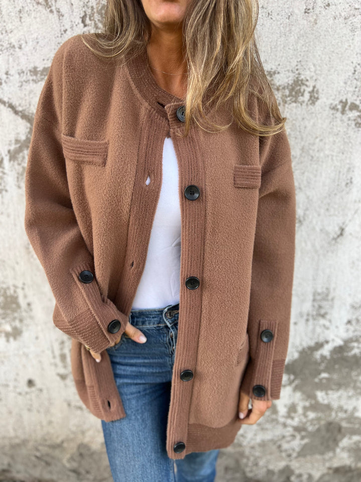 2024 New autumn and winter casual warm mid-length thick sweater coat