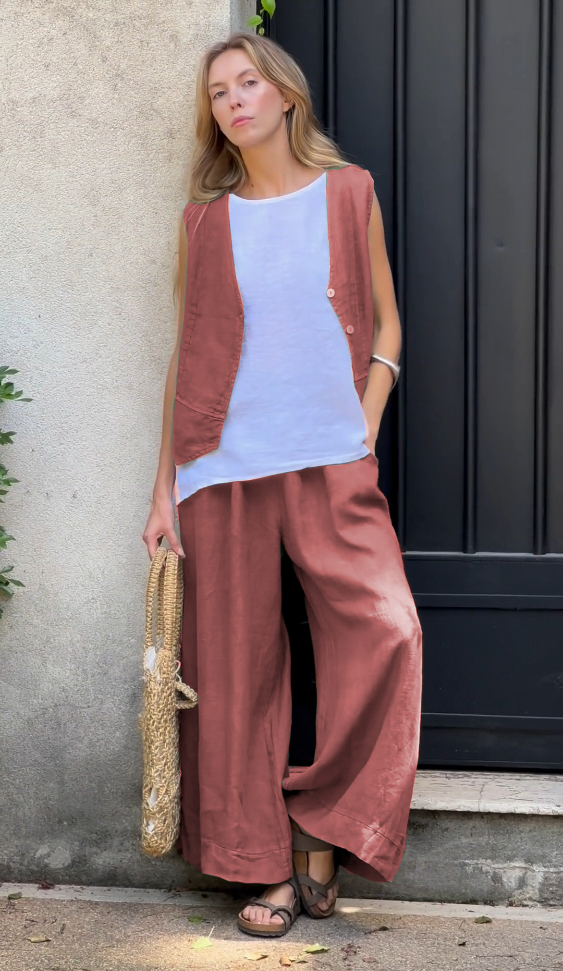Casual Sleeveless Vest and Pants Set