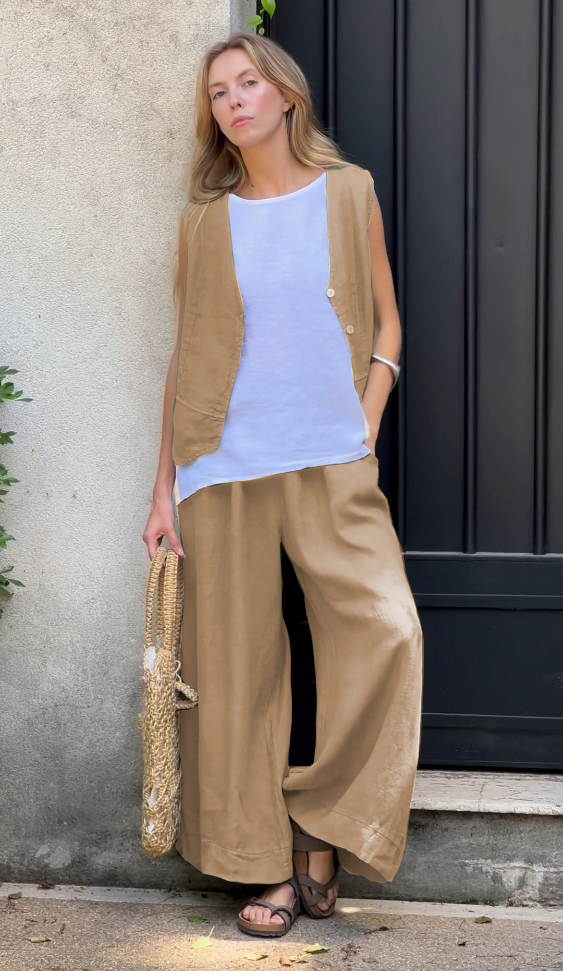 Casual Sleeveless Vest and Pants Set