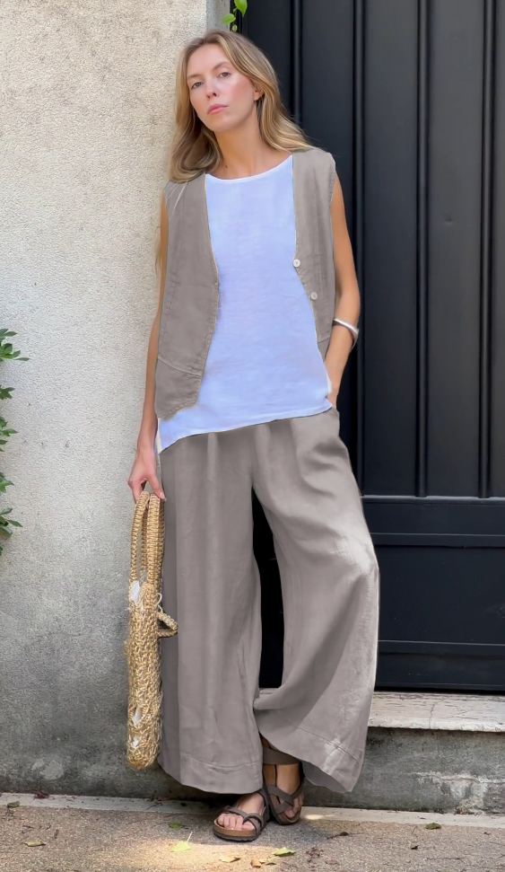 Casual Sleeveless Vest and Pants Set