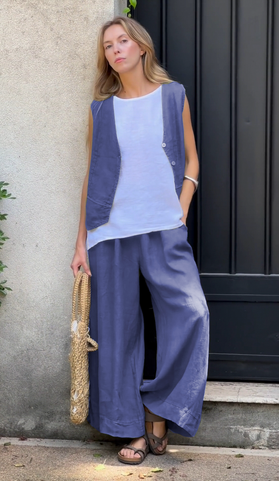 Casual Sleeveless Vest and Pants Set