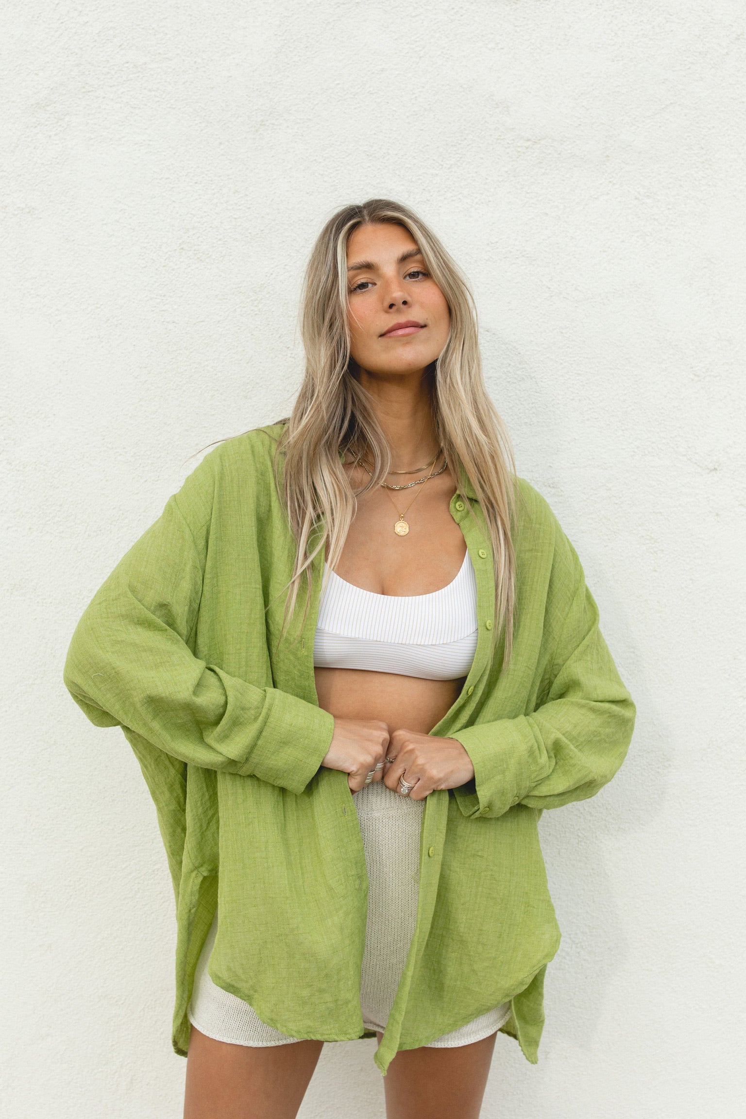 2024Poolside Oversized Button Top