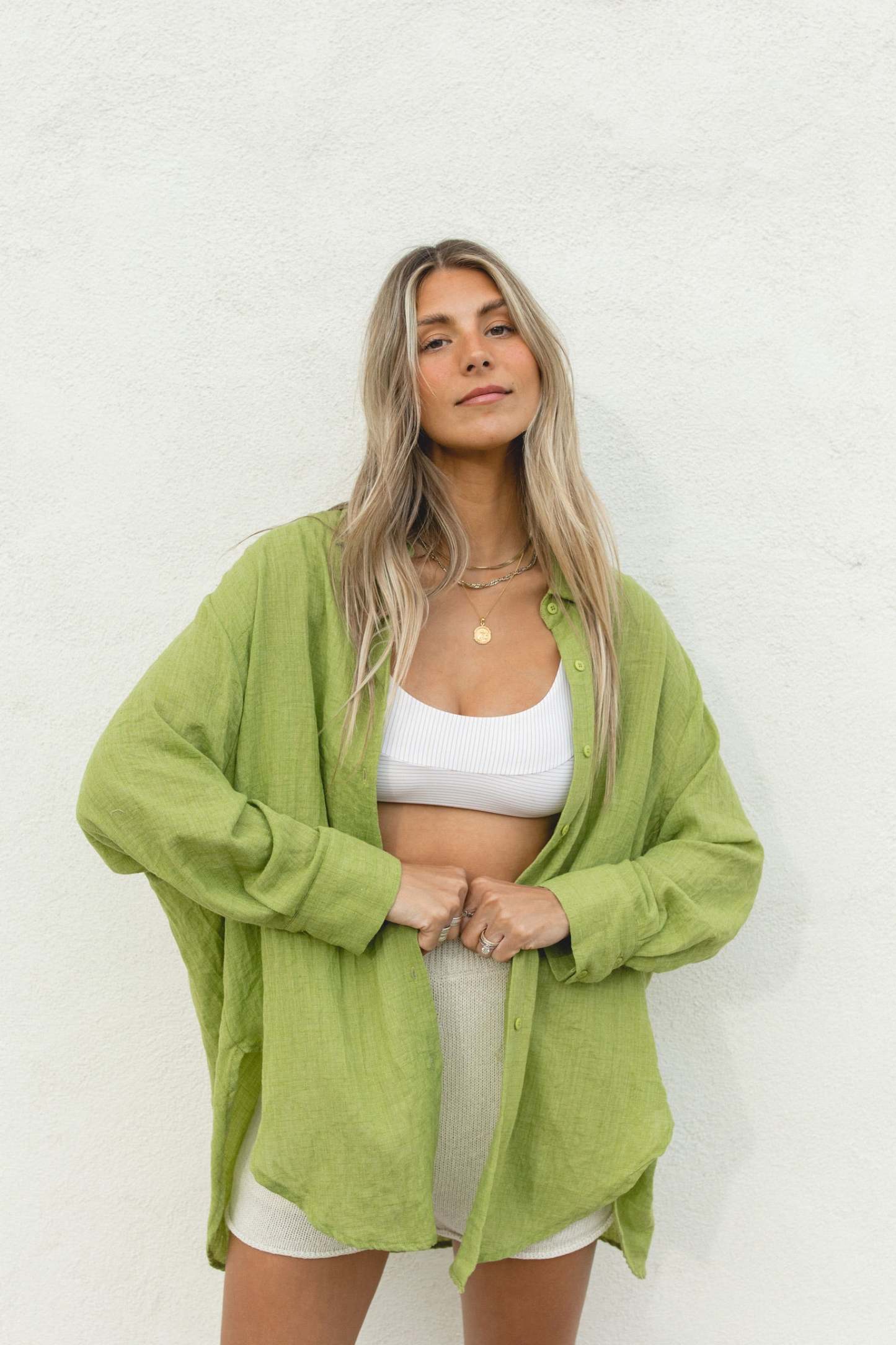 2024Poolside Oversized Button Top