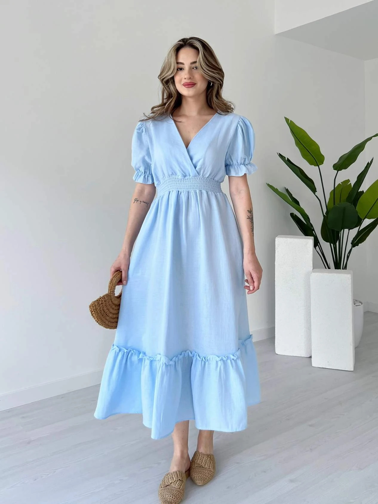 2025 Women's Watermelon Sleeve Muslin Dress