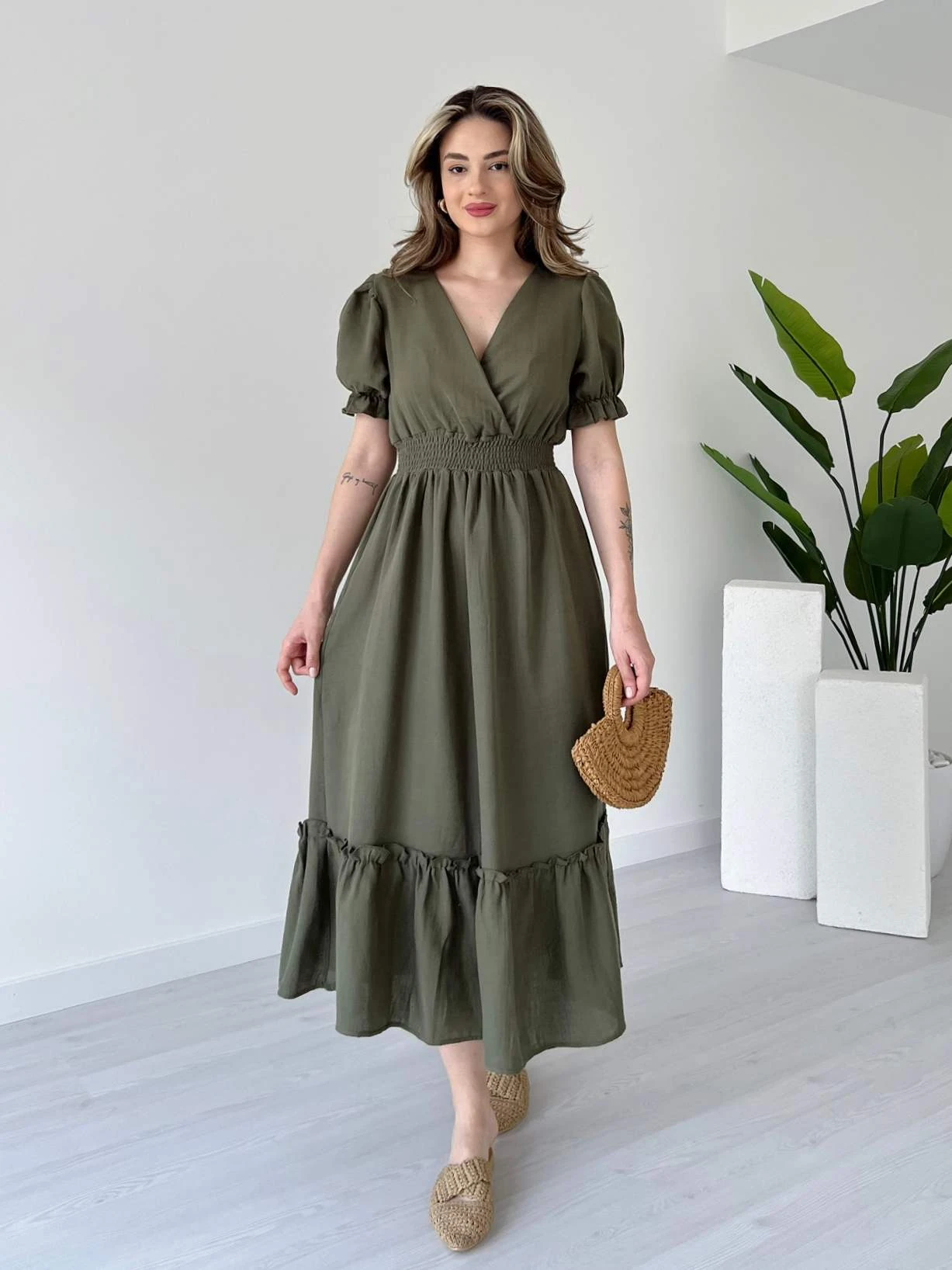 2025 Women's Watermelon Sleeve Muslin Dress
