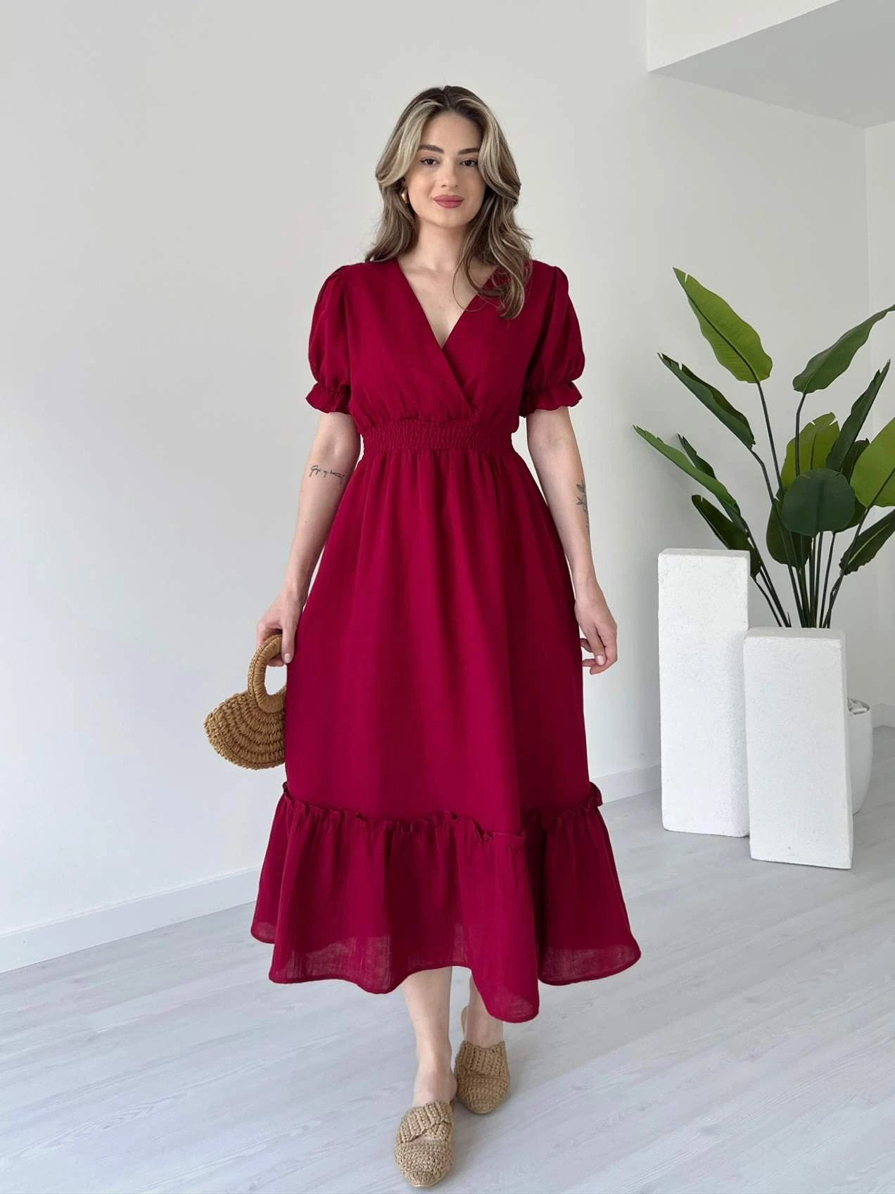 2025 Women's Watermelon Sleeve Muslin Dress