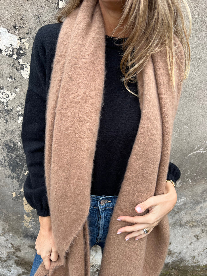 Solid color faux cashmere scarf with tassels