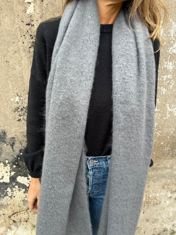 Solid color faux cashmere scarf with tassels