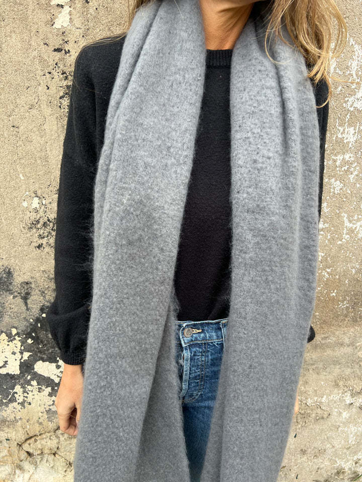 Solid color faux cashmere scarf with tassels
