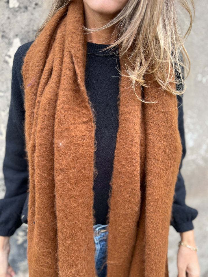 Solid color faux cashmere scarf with tassels