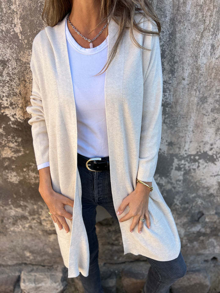 New Fall Solid Color Ribbed Pocket Knit Cardigan