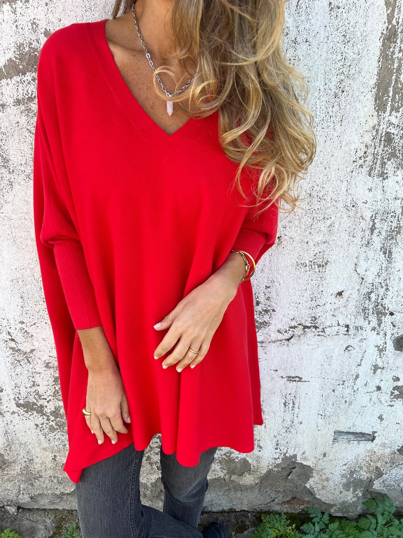Women's Cashmere Knitted Loose Bat Top