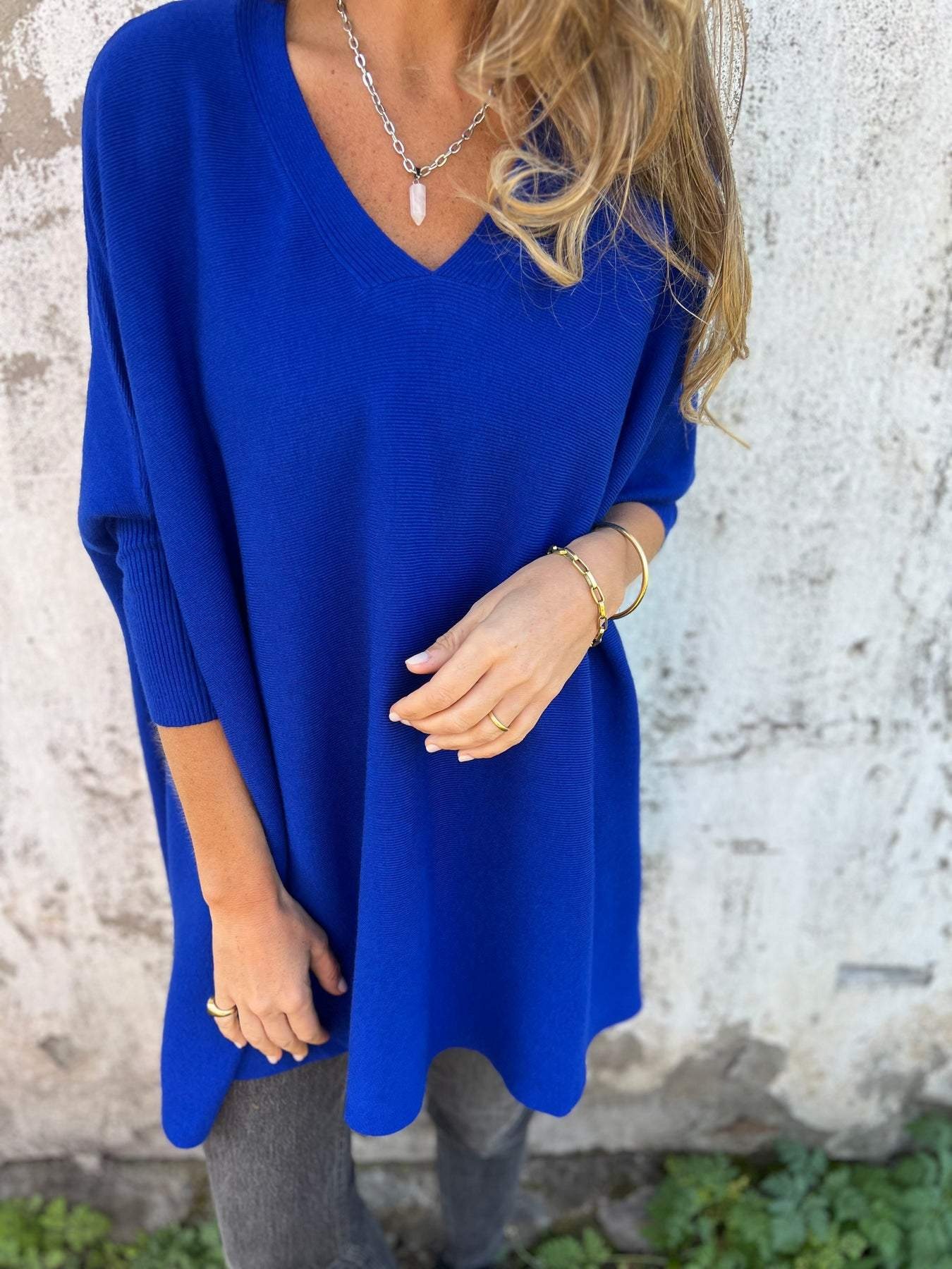 Women's Cashmere Knitted Loose Bat Top