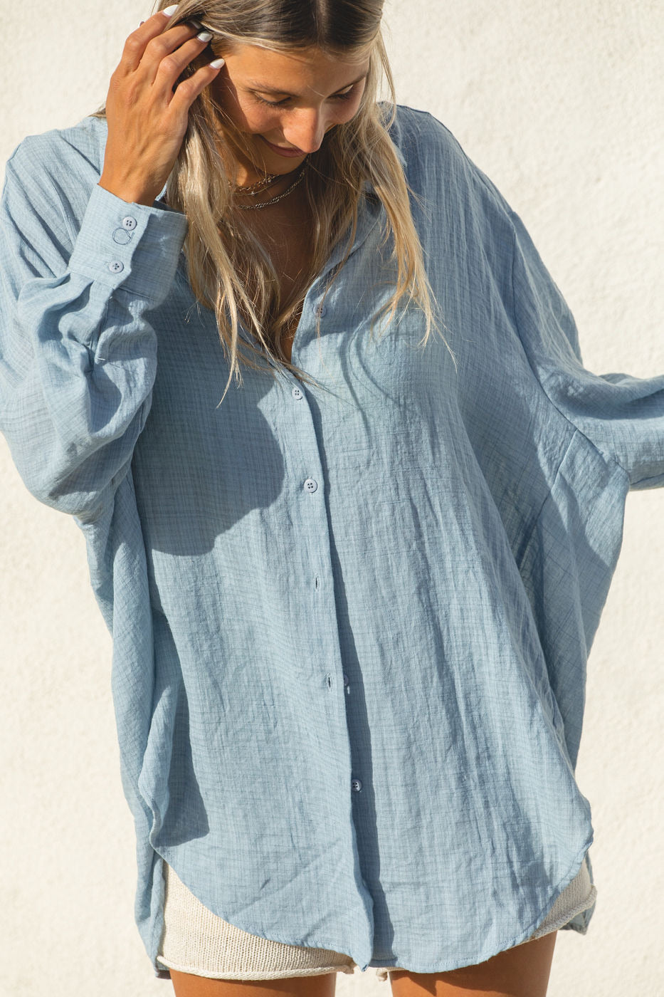 2024Poolside Oversized Button Top