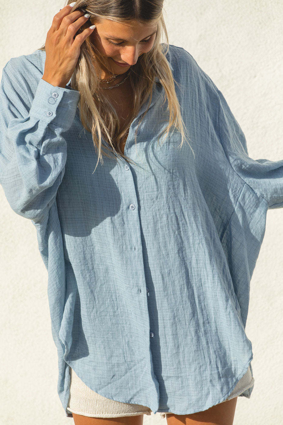 2024Poolside Oversized Button Top