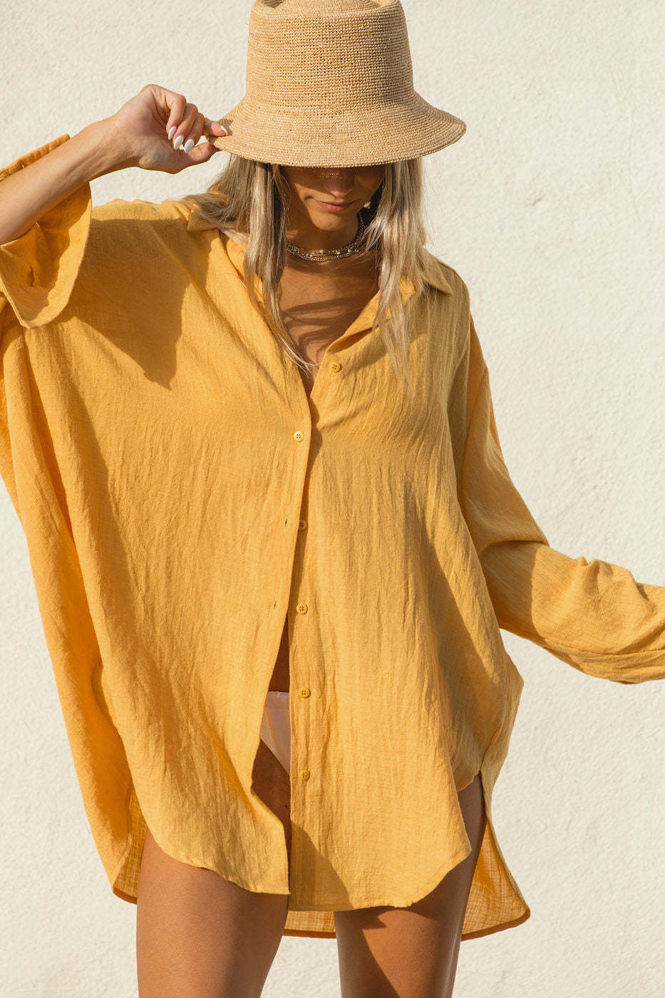 2024Poolside Oversized Button Top