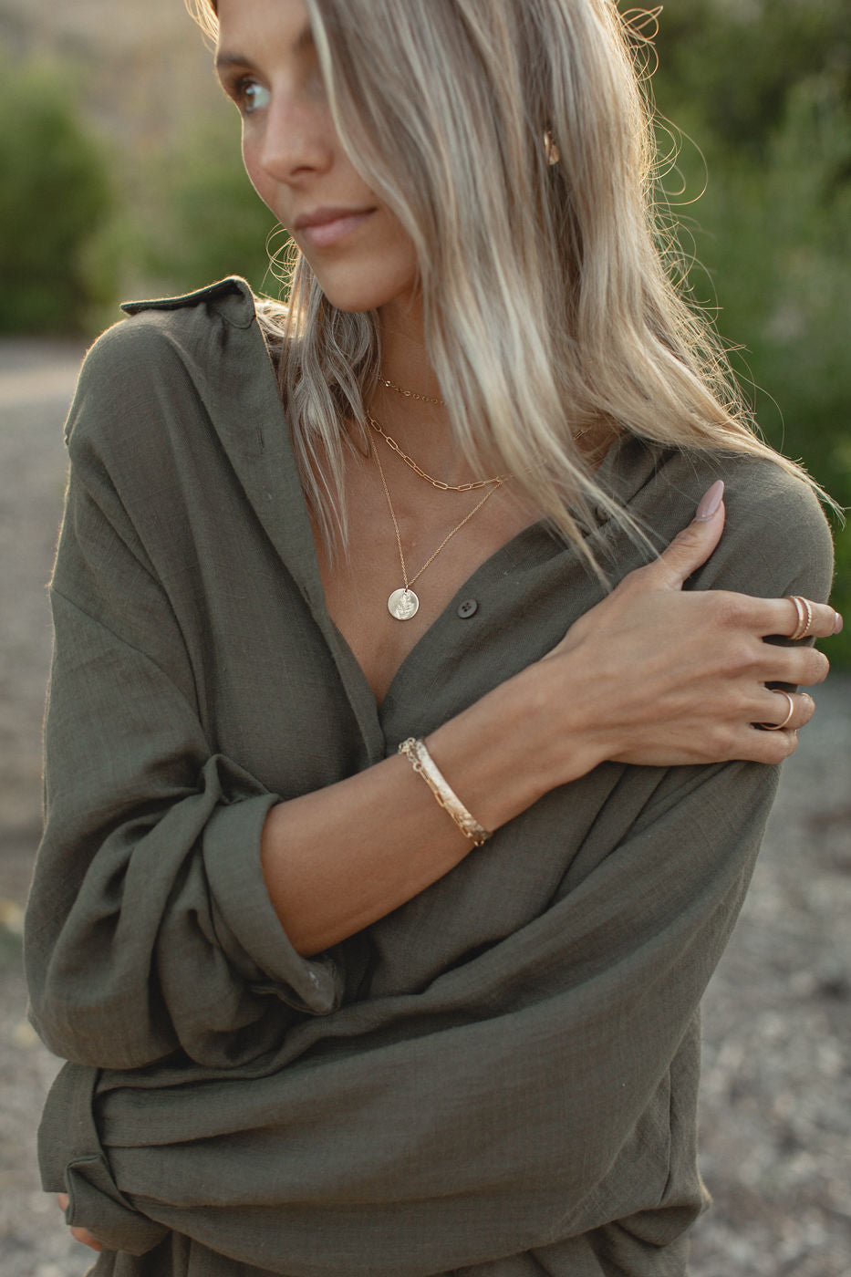 2024Poolside Oversized Button Top