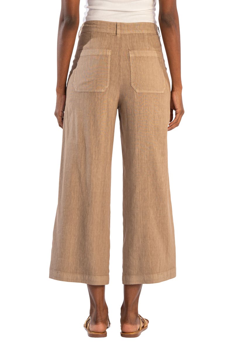 THigh Waist Crop Wide Leg Linen Blend Pants
