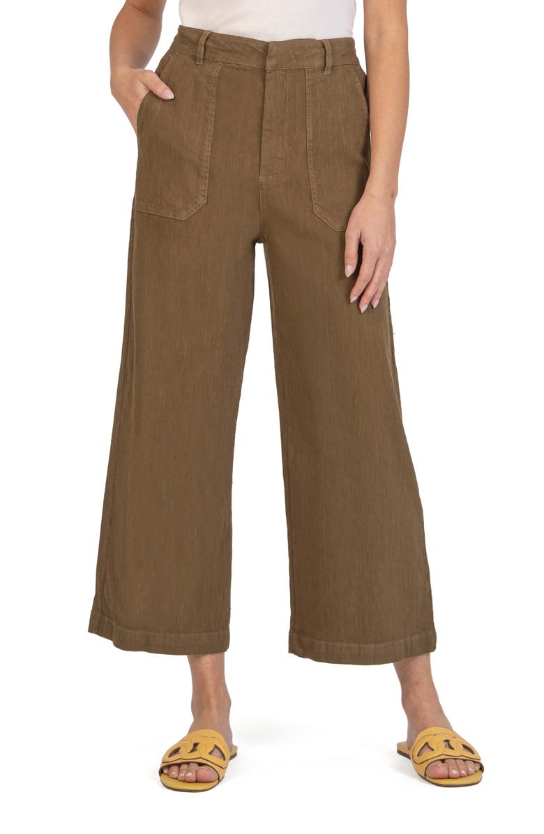 THigh Waist Crop Wide Leg Linen Blend Pants