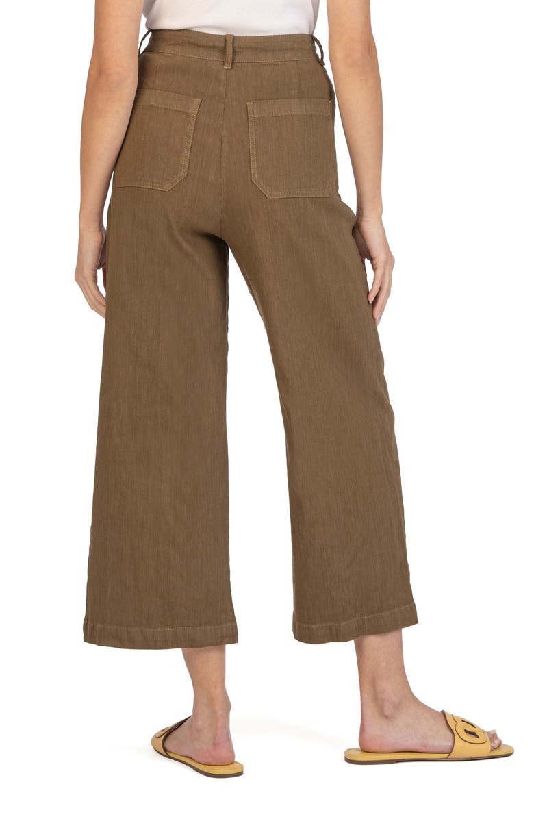 THigh Waist Crop Wide Leg Linen Blend Pants