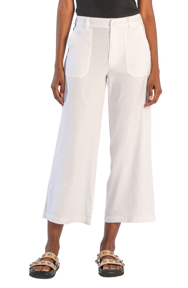 THigh Waist Crop Wide Leg Linen Blend Pants
