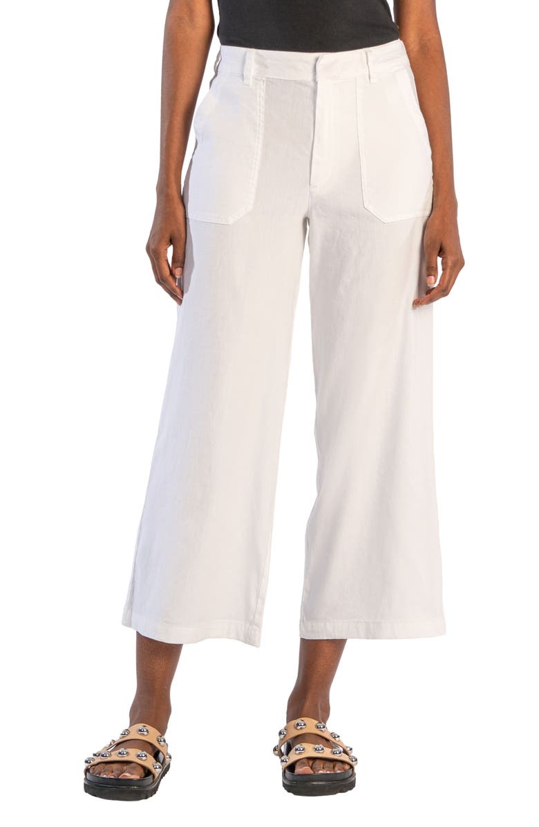 THigh Waist Crop Wide Leg Linen Blend Pants