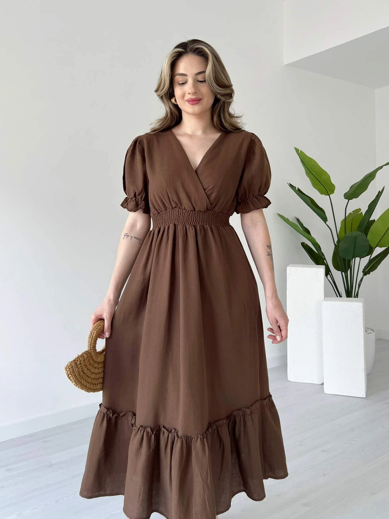 2025 Women's Watermelon Sleeve Muslin Dress