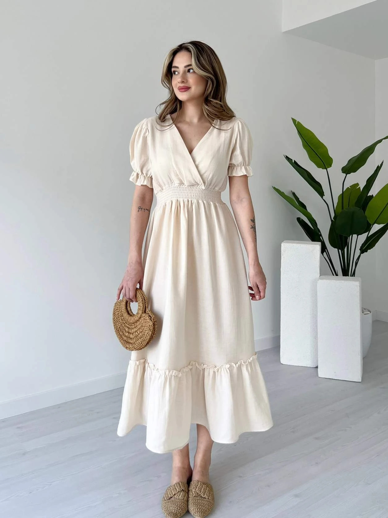 2025 Women's Watermelon Sleeve Muslin Dress