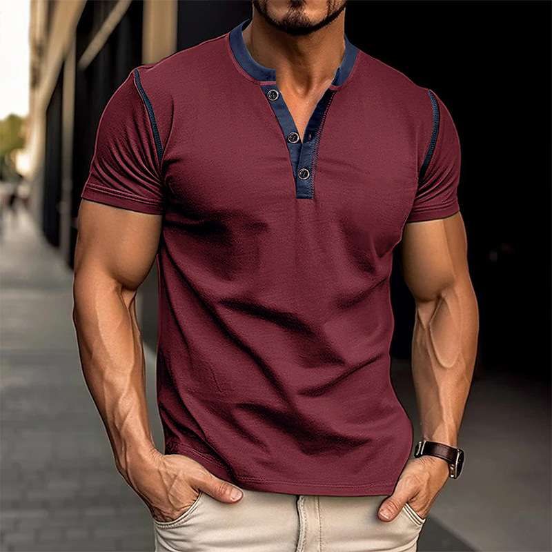 Men's Button Splicing Leisure Polo Shirt