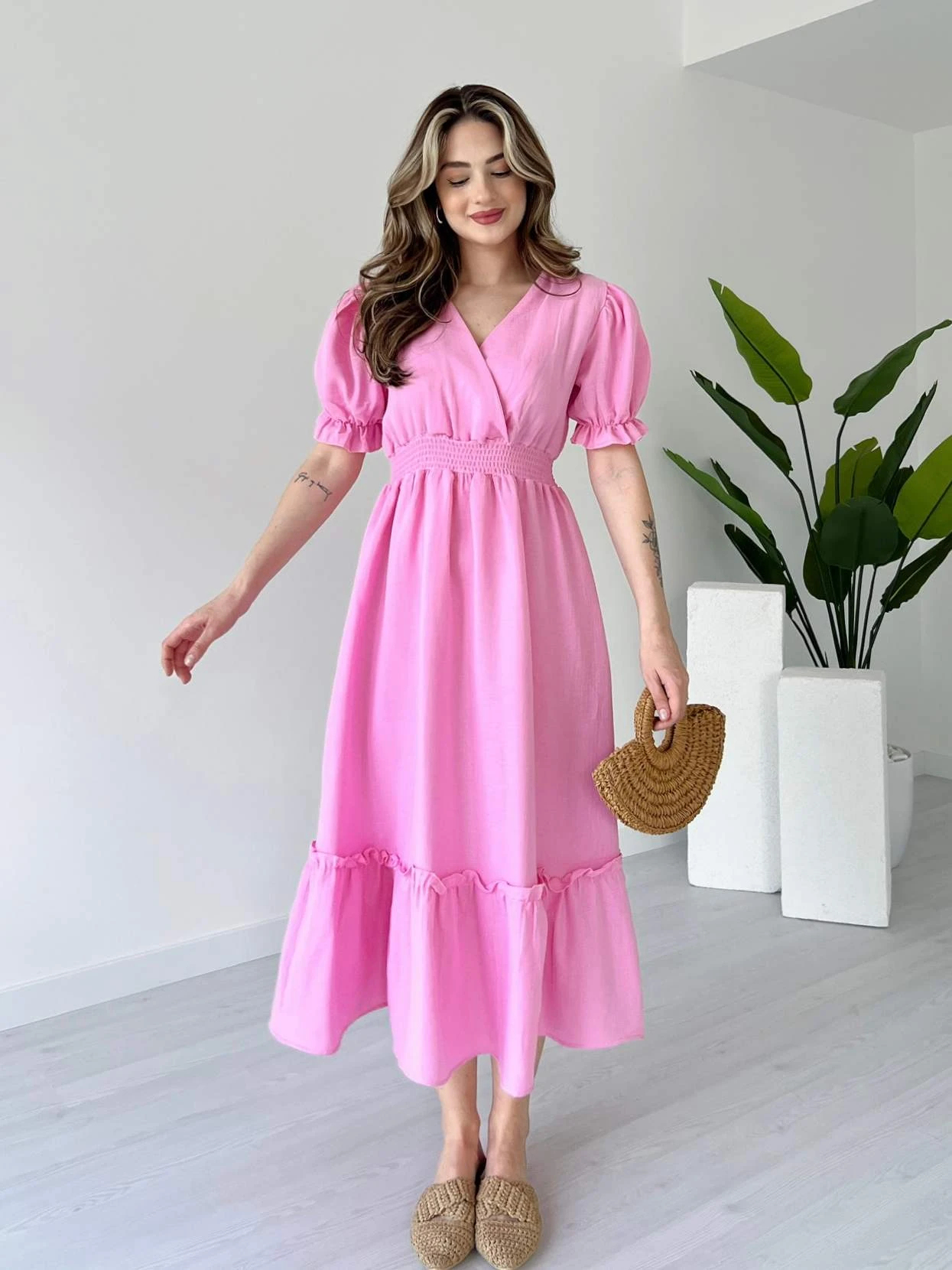 2025 Women's Watermelon Sleeve Muslin Dress