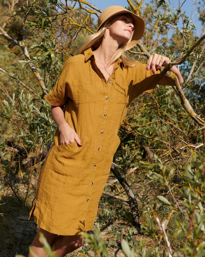 2024linen shirt dress