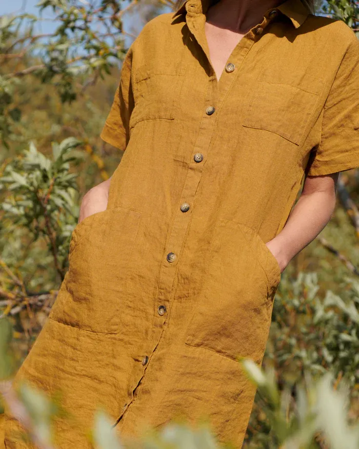 2024linen shirt dress