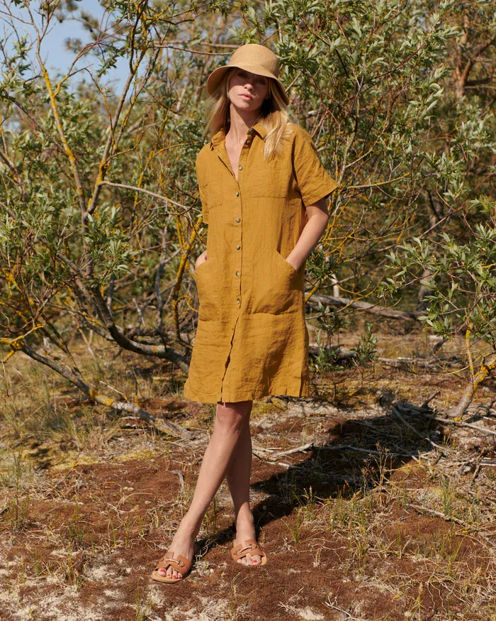 2024linen shirt dress