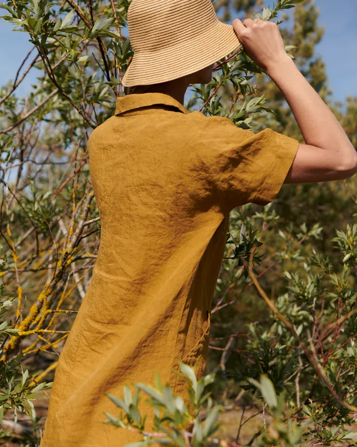 2024linen shirt dress