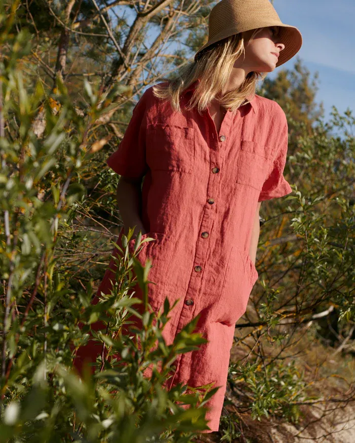 2024linen shirt dress