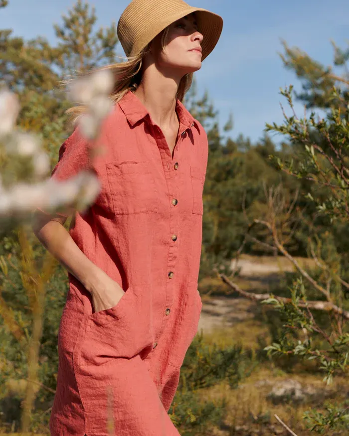 2024linen shirt dress