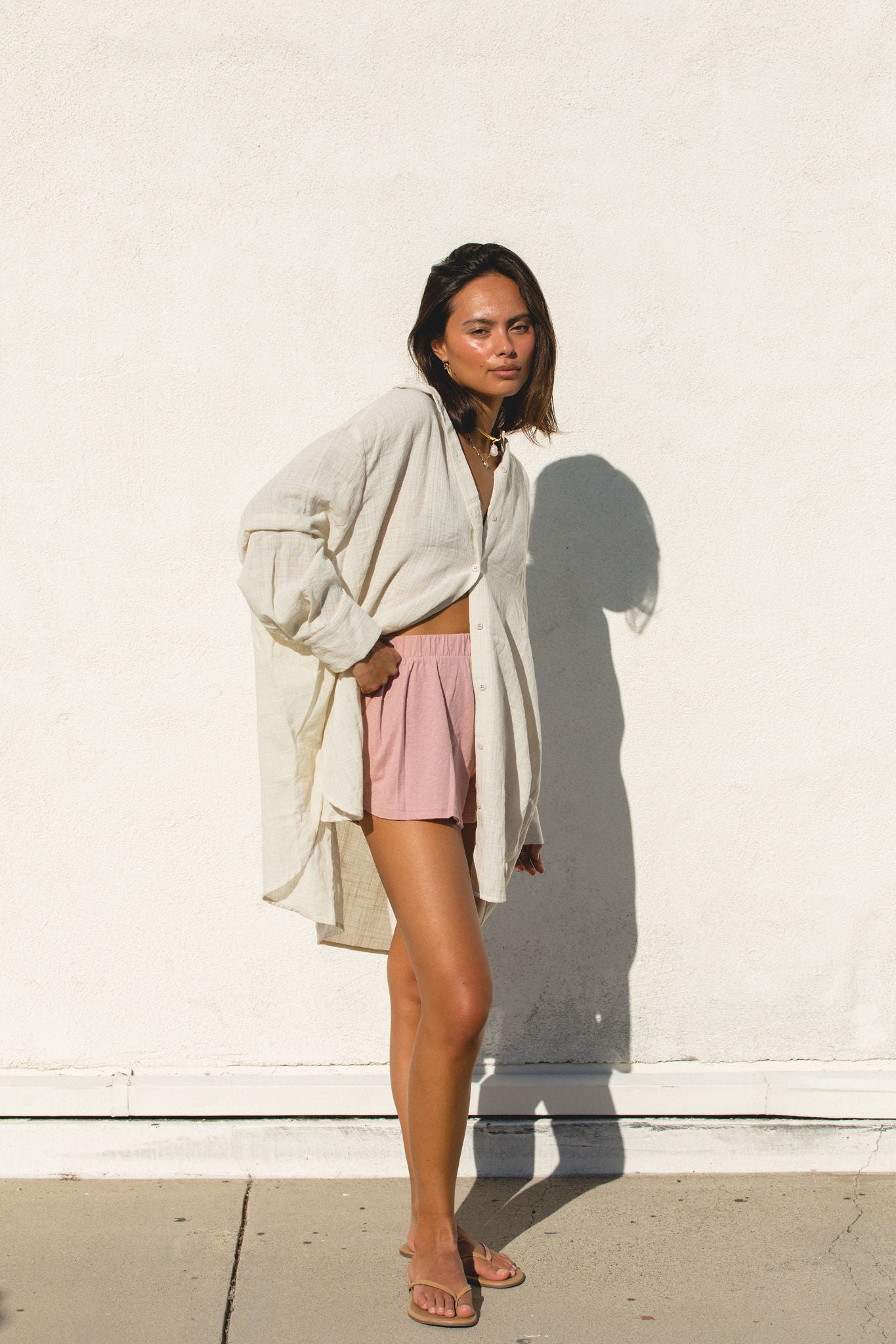 2024Poolside Oversized Button Top