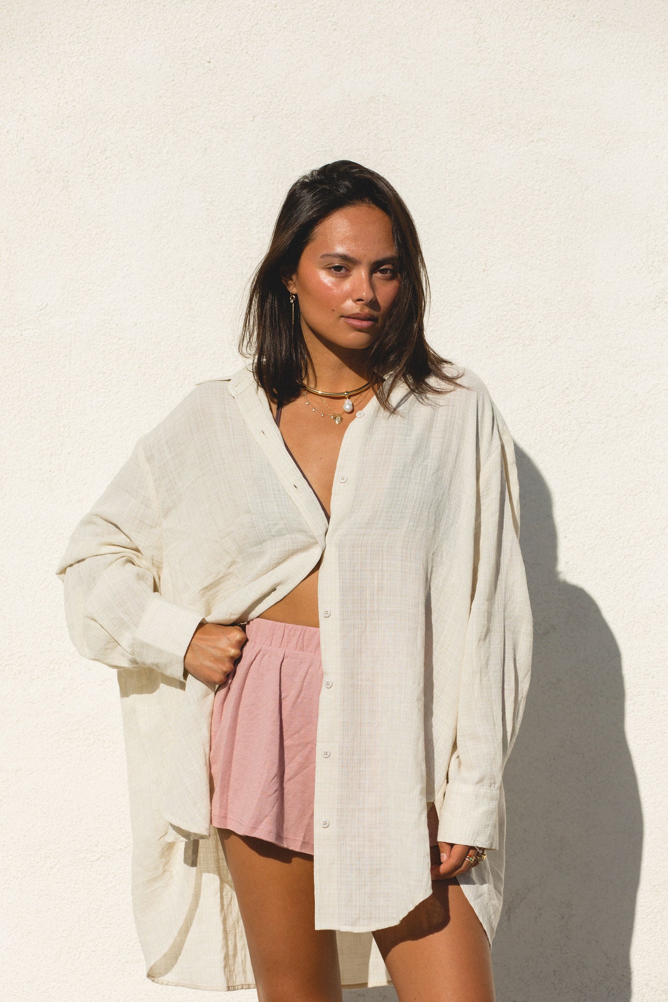 2024Poolside Oversized Button Top