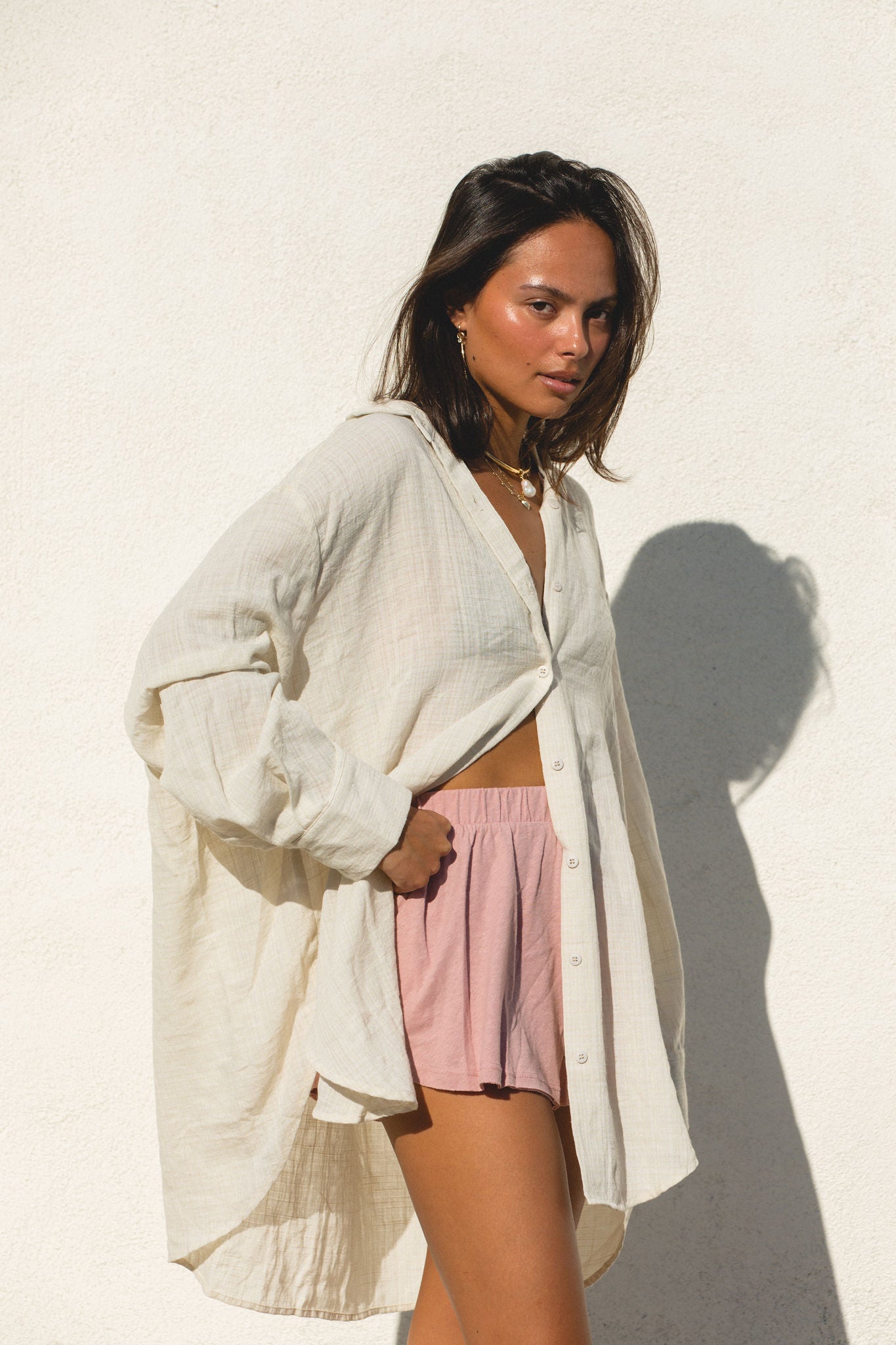 2024Poolside Oversized Button Top
