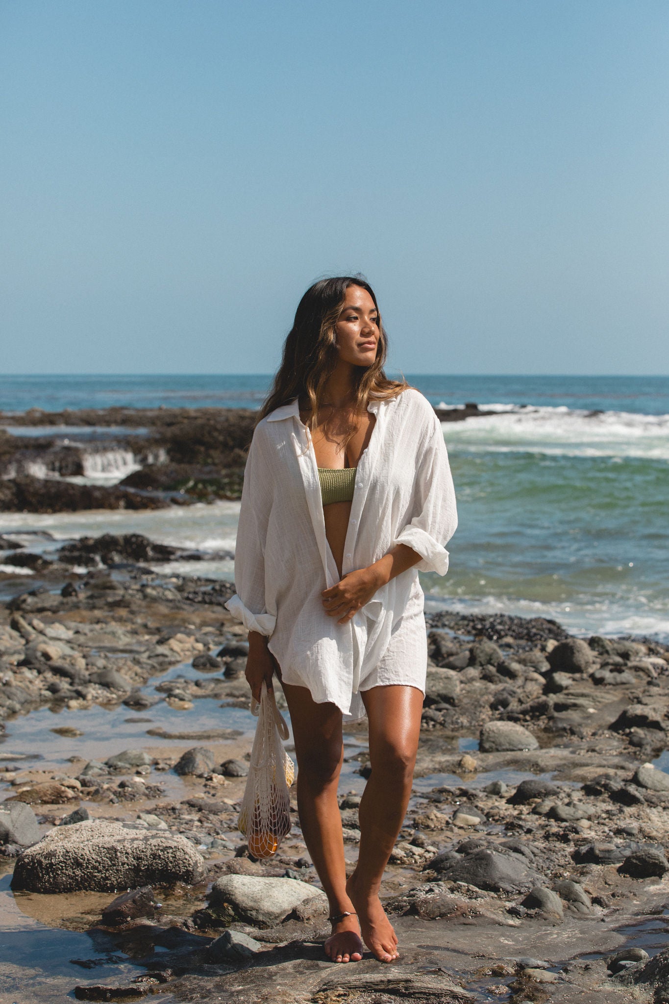 2024Poolside Oversized Button Top