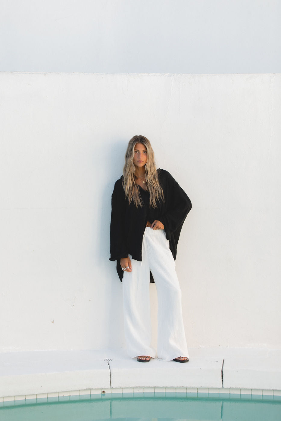 2024Poolside Oversized Button Top