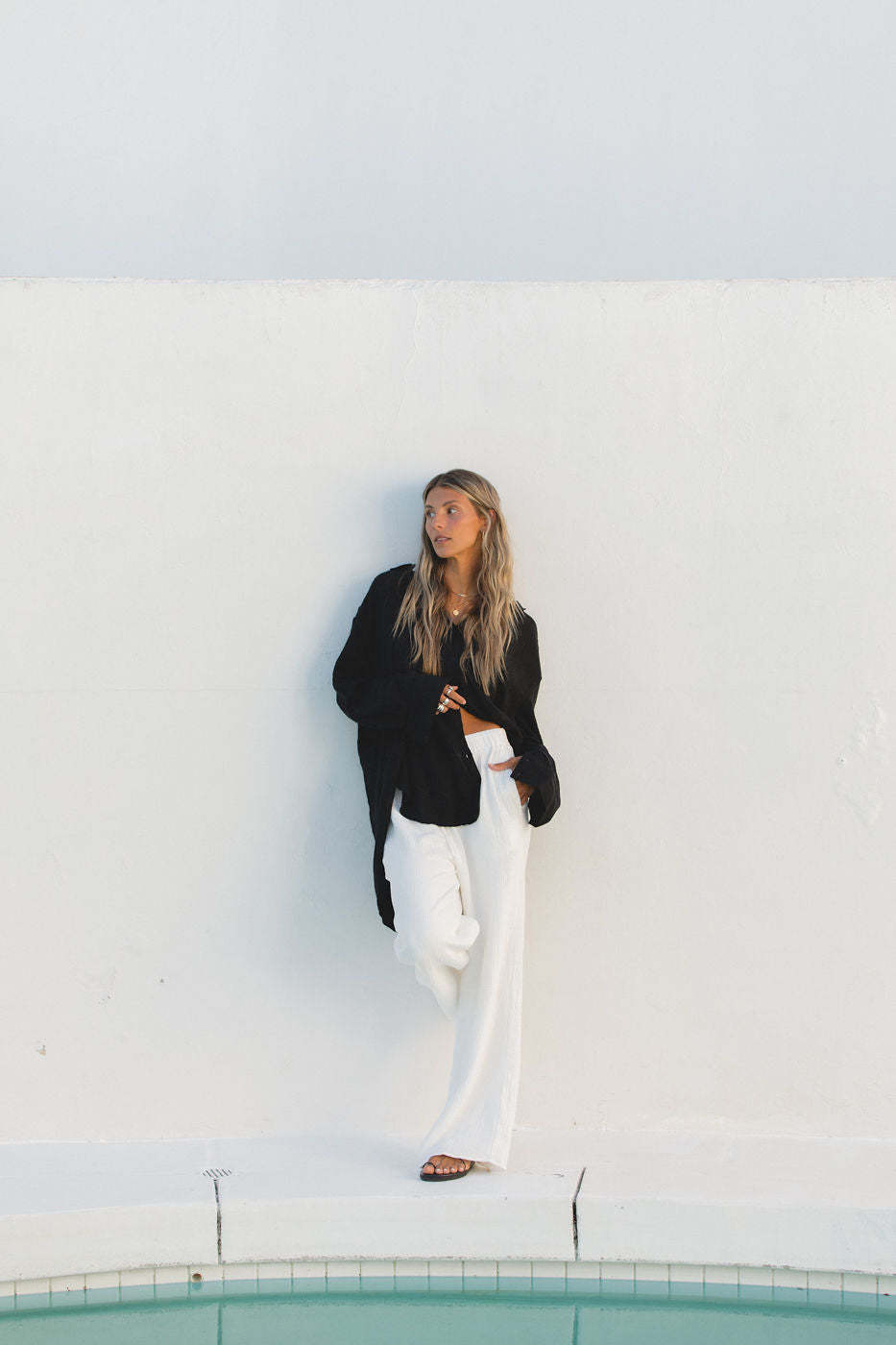 2024Poolside Oversized Button Top