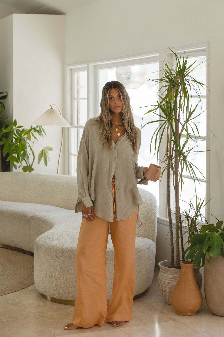 2024Poolside Oversized Button Top