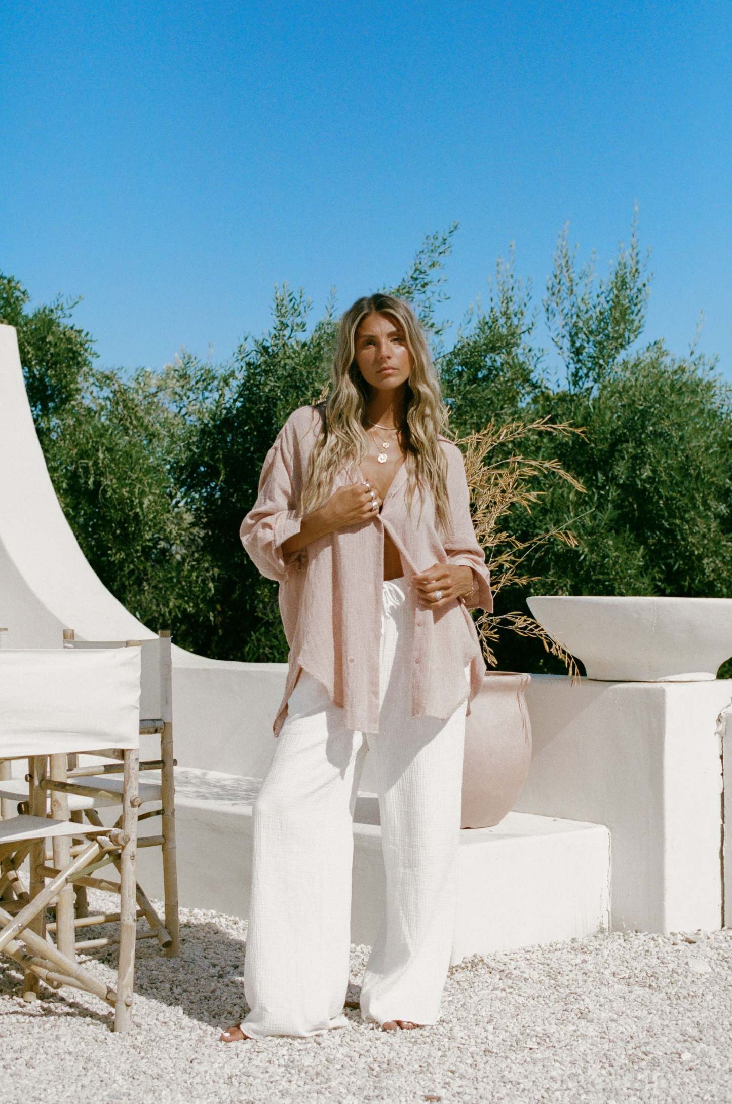 2024Poolside Oversized Button Top