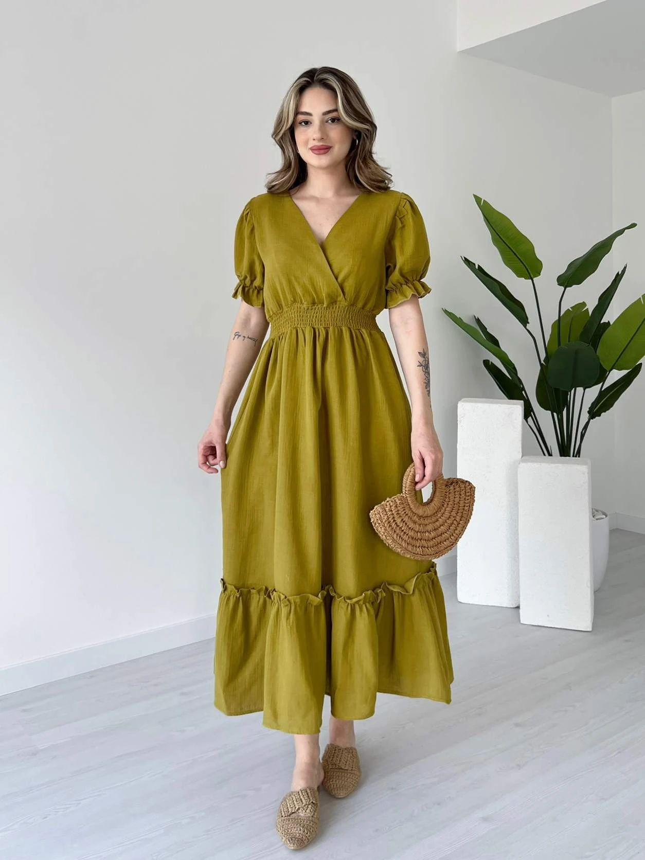 2025 Women's Watermelon Sleeve Muslin Dress