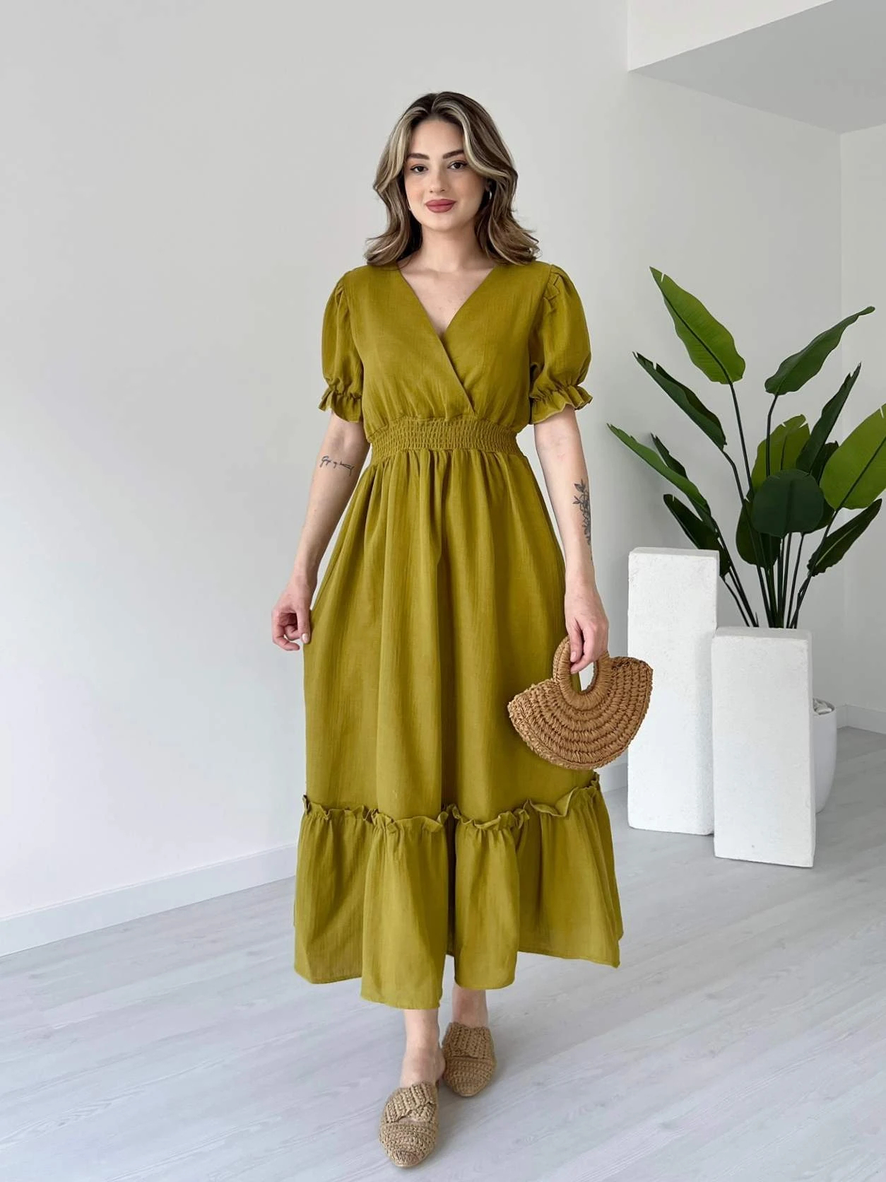 2025 Women's Watermelon Sleeve Muslin Dress