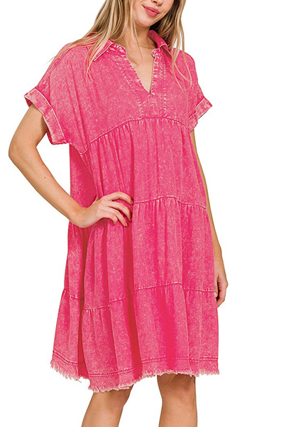 Washed Linen Raw Edge Dress