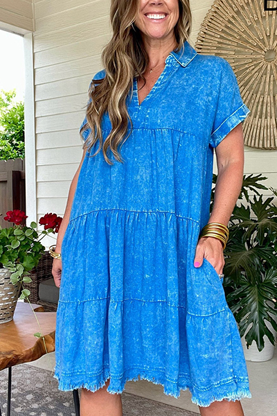 Washed Linen Raw Edge Dress